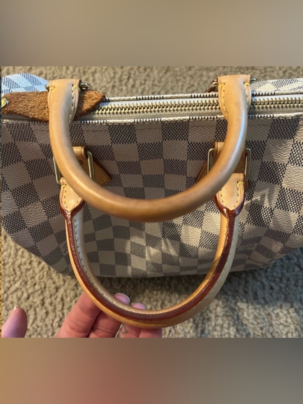 Louis Vuitton Damier Azur Canvas Satchel - Cream & Light Blue - Picture 10 of 10